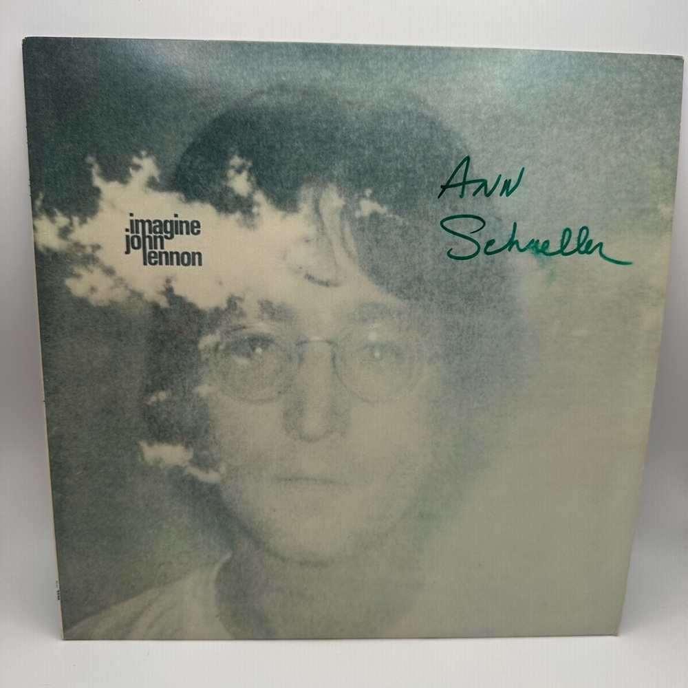 John Lennon Imagine Vintage Vinyl Record with Poster Black & White Inlay Sleeve